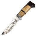 Shelter Shelter 13369 9 in. Defender Xtreme Western Style Hunting Knife with Wood Handle Wildlife Imprint Blade 13369